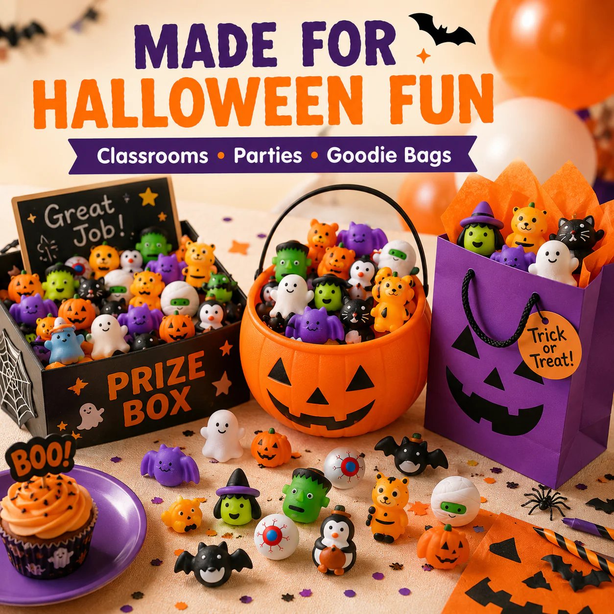 🎃 Halloween Mochi Squishy Toys – Spooky-Cute Mega Pack for Parties & Goodie Bags 👻✨