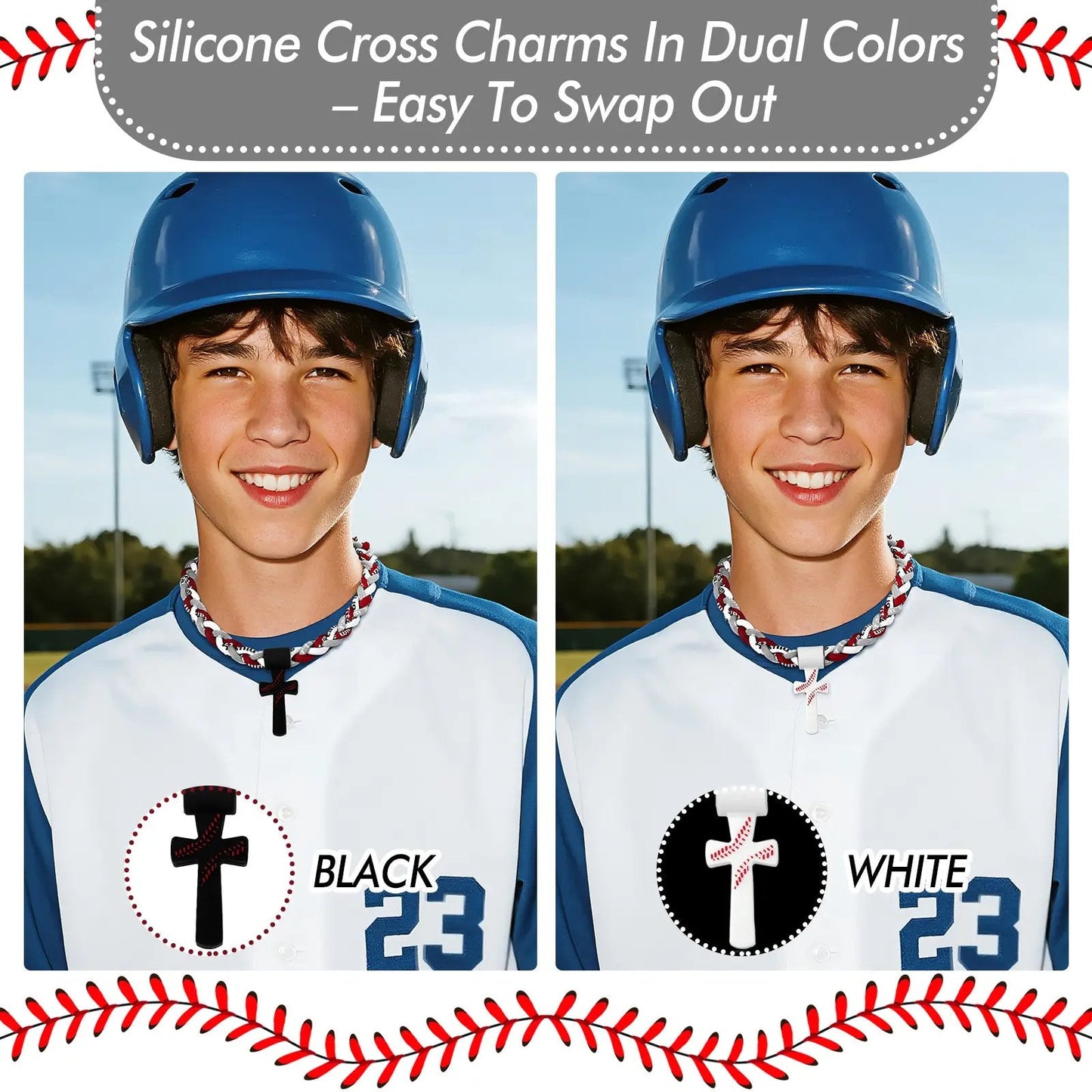 ⚾✝️ Triple-Rope Baseball Cross Necklace | Inspirational Sports Pendant with Faith Charm