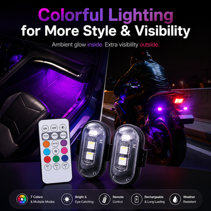 🔥2026 Hot Sale🔥 🚗✨ Remote Control Car Ambient Strobe Light 🌈⚡ Colorful Glow & Night Visibility