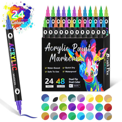 🔥 Hot Sale 50% OFF | 🎨 Dual Tip Acrylic Paint Markers | Vibrant Colors for DIY, Art & Crafts