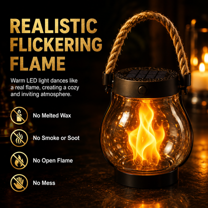 🔥 Get Ready for Cozy Outdoor Nights – Solar Flickering Flame Camp Light 💡✨