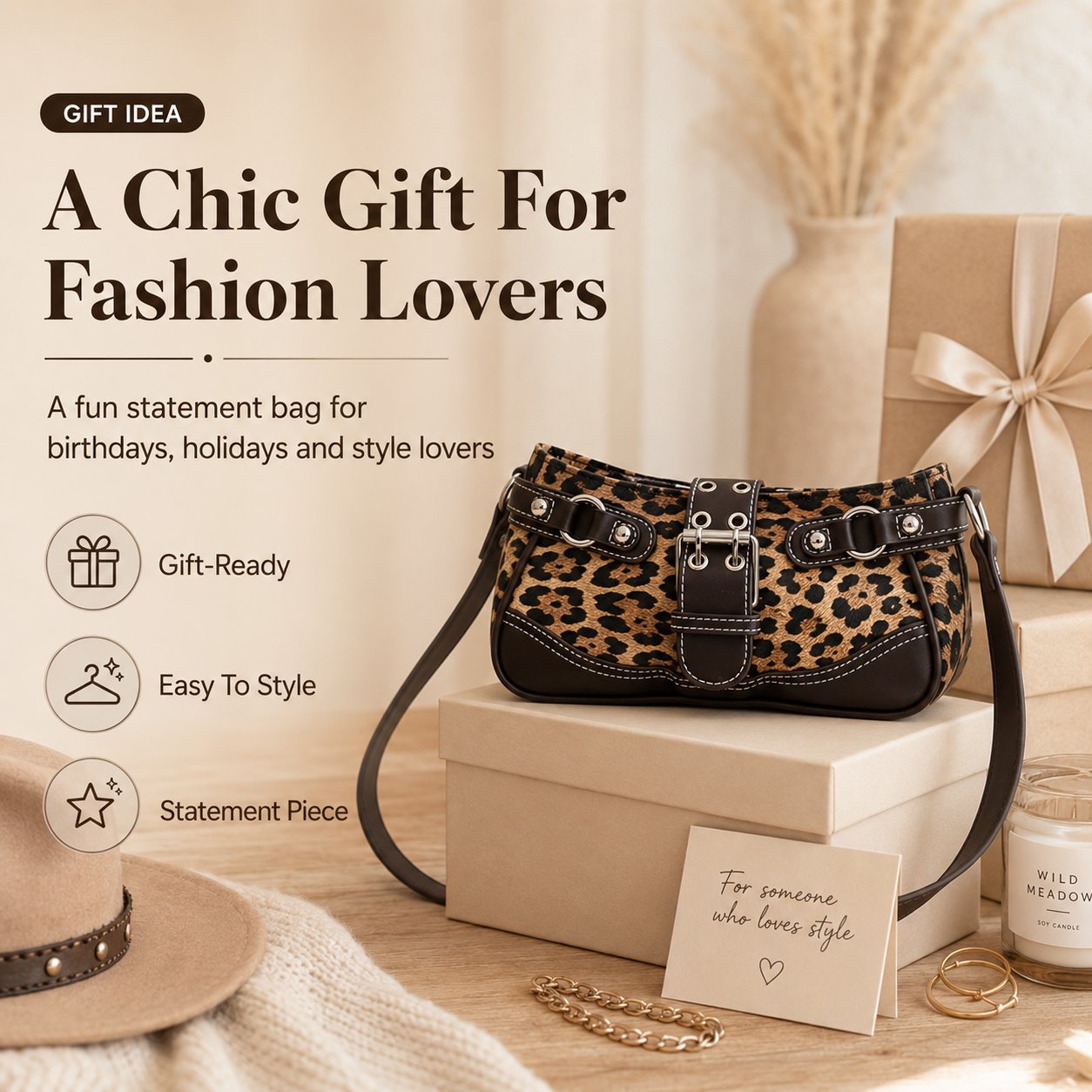 Trendy Leopard Print Underarm Shoulder Bag