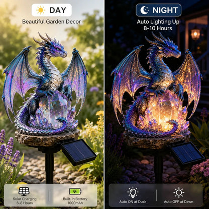 🔥HOT SALE🔥Amethyst Crystal Dragon🐉Solar Dragon Crystal Garden Light