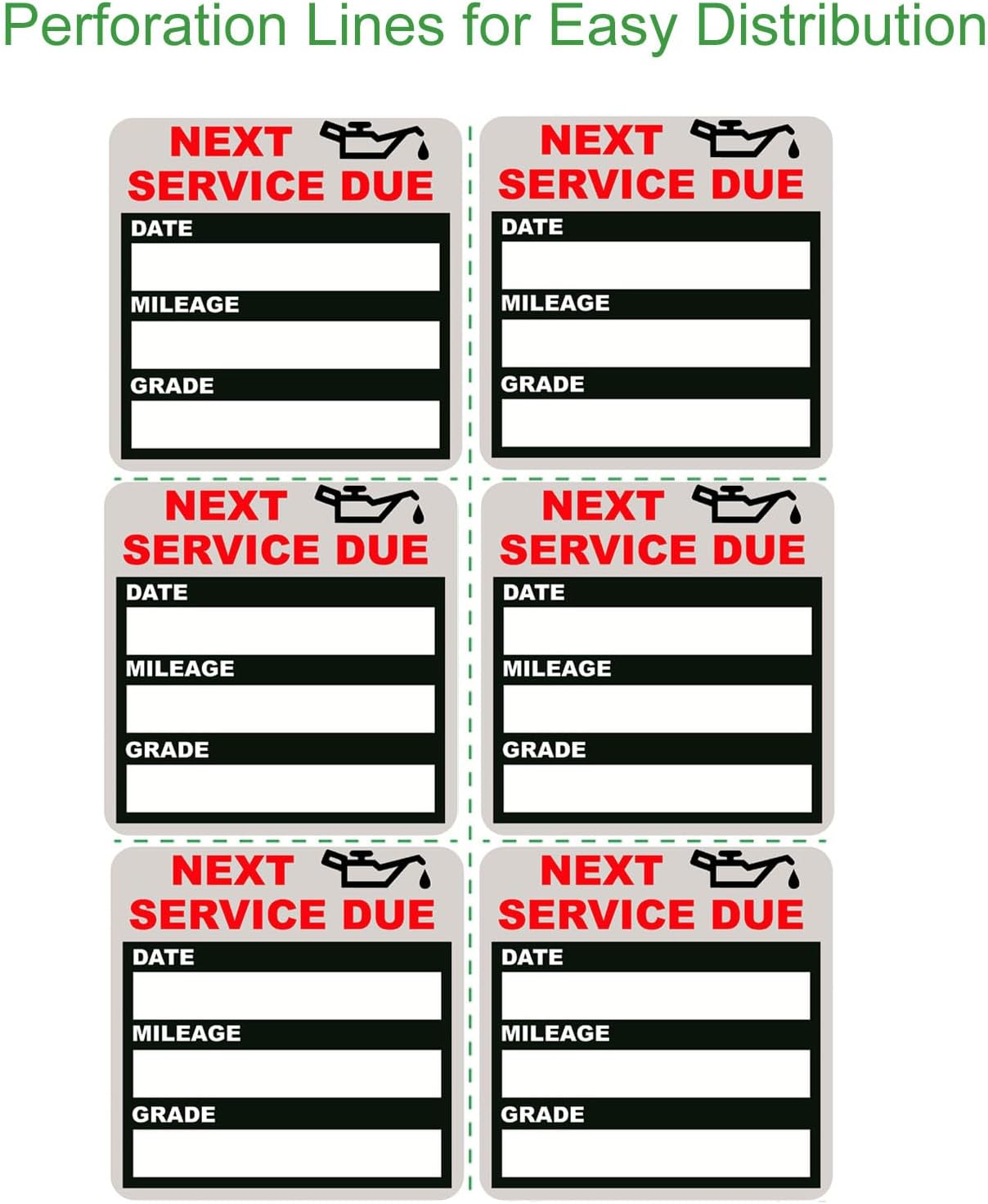 Oil Change Stickers Static Cling, 100pcs 2x2 Inches