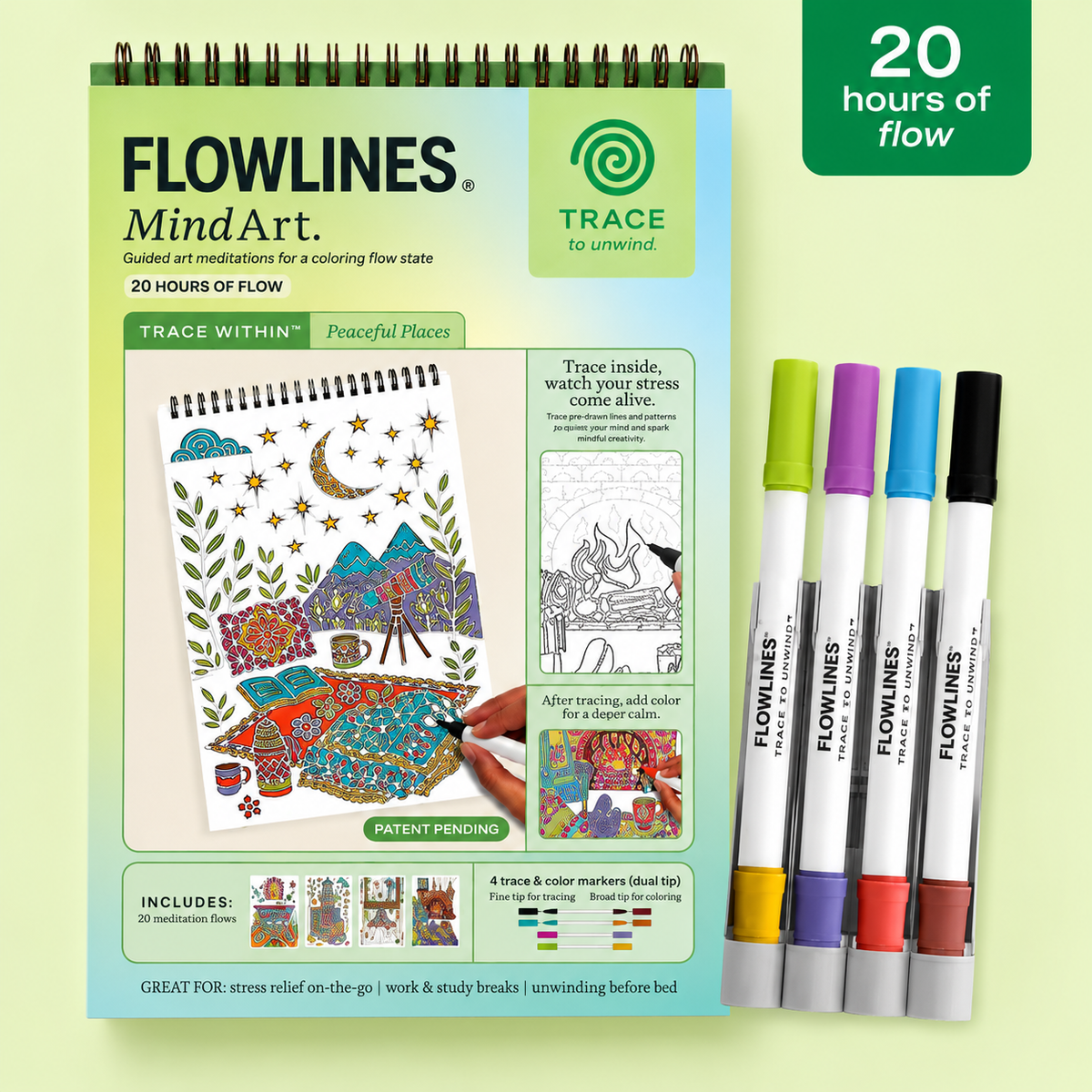A cozy themed Trace-By-Groove art pad and markers