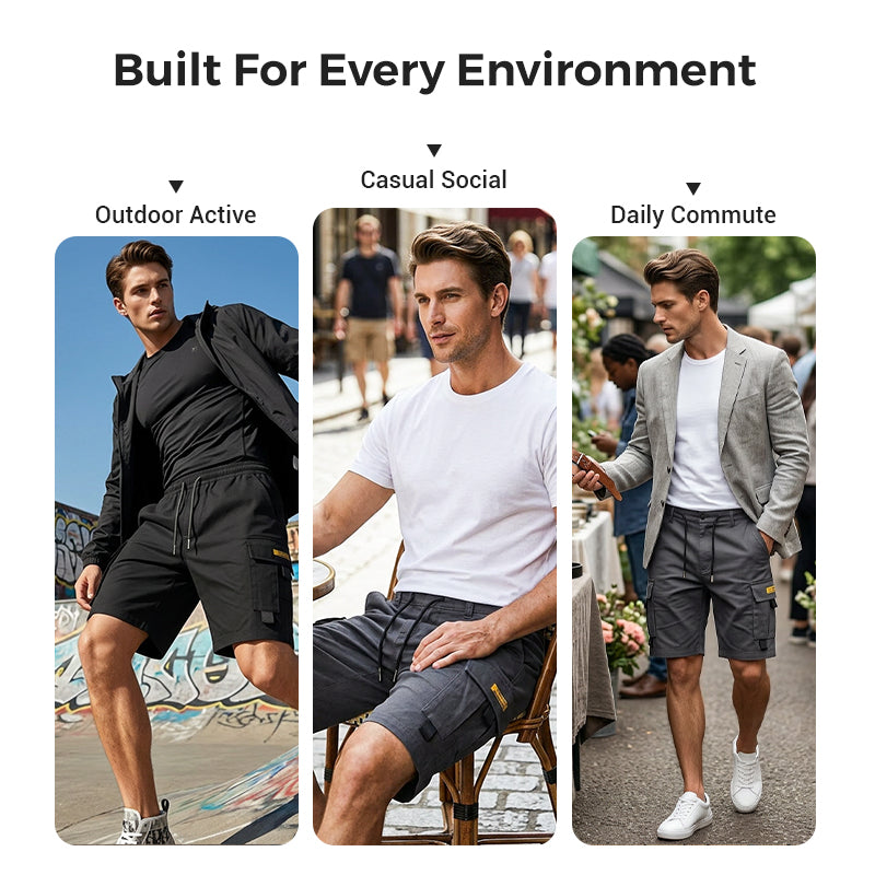 👨🩳 Men's Casual Cargo Shorts – Elastic Drawstring Waist & Utility Pockets