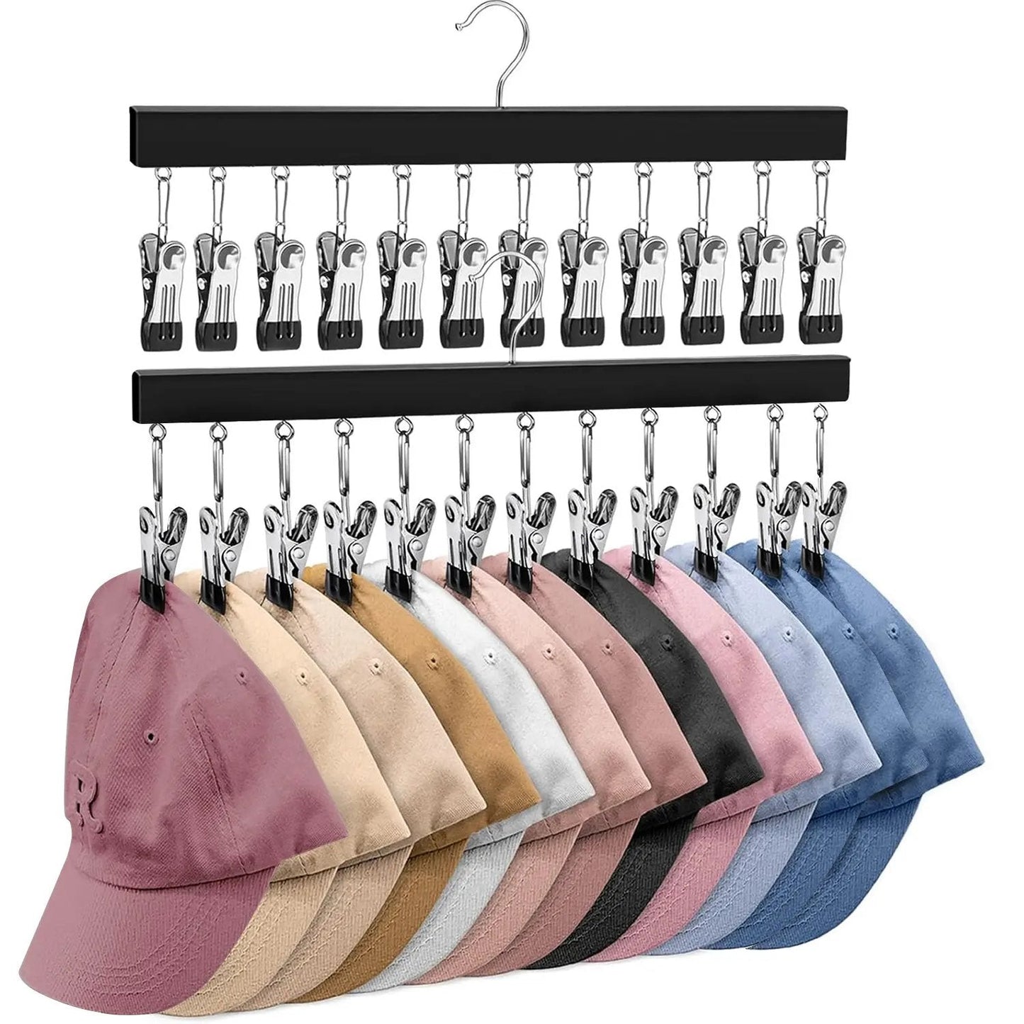 🔥HOT SALE NOW!  Wooden Clothing Organizer Hanger with 12 Stainless Steel Clips