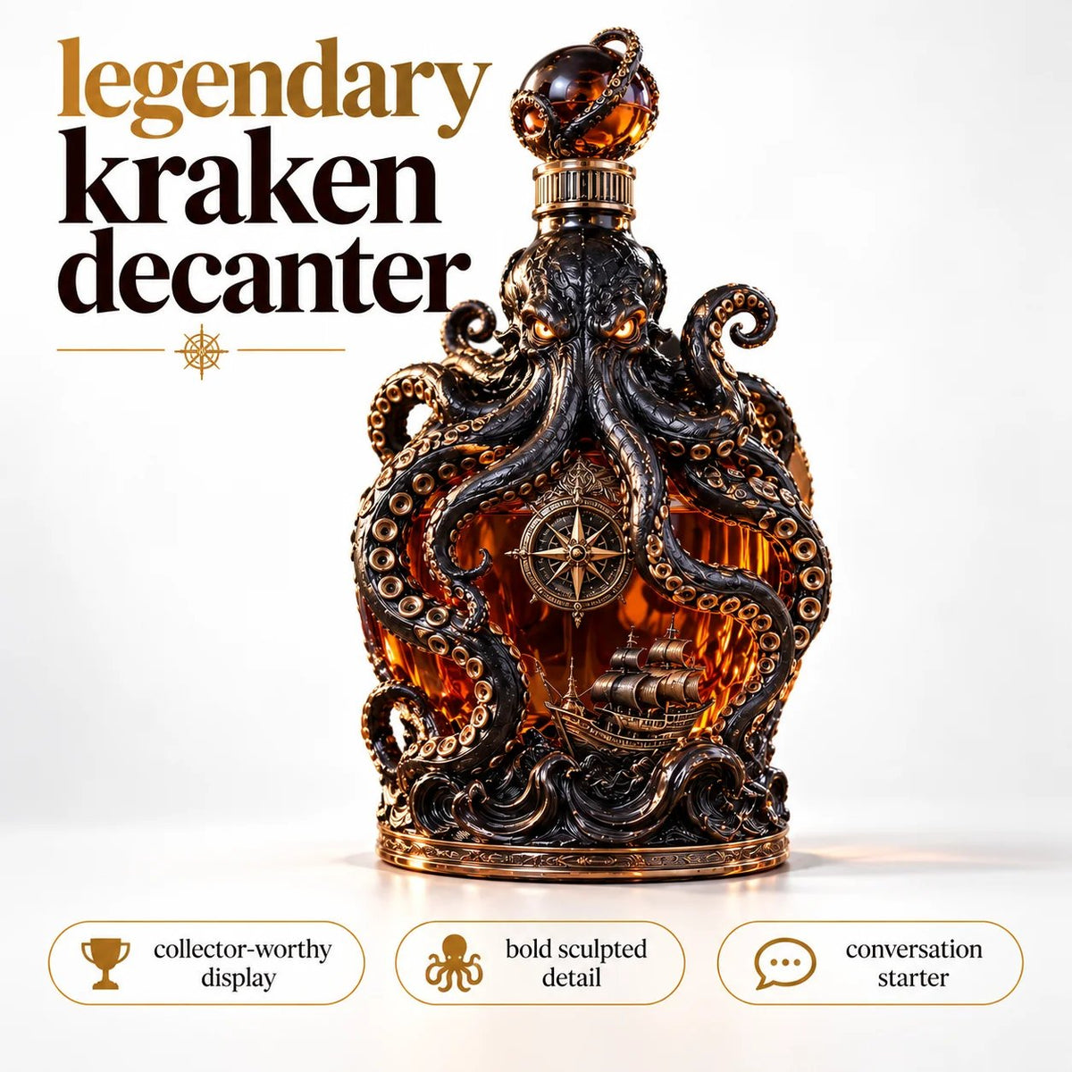 Dark Abyss Kraken Decanter – Sculpted Collector Bottle for Home Bar & Gifting(✨Buy 2 Free Shipping)