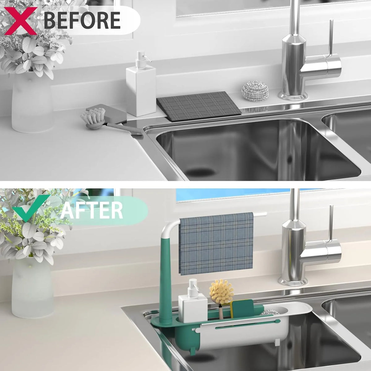 Telescopic Sink Storage Rack✨