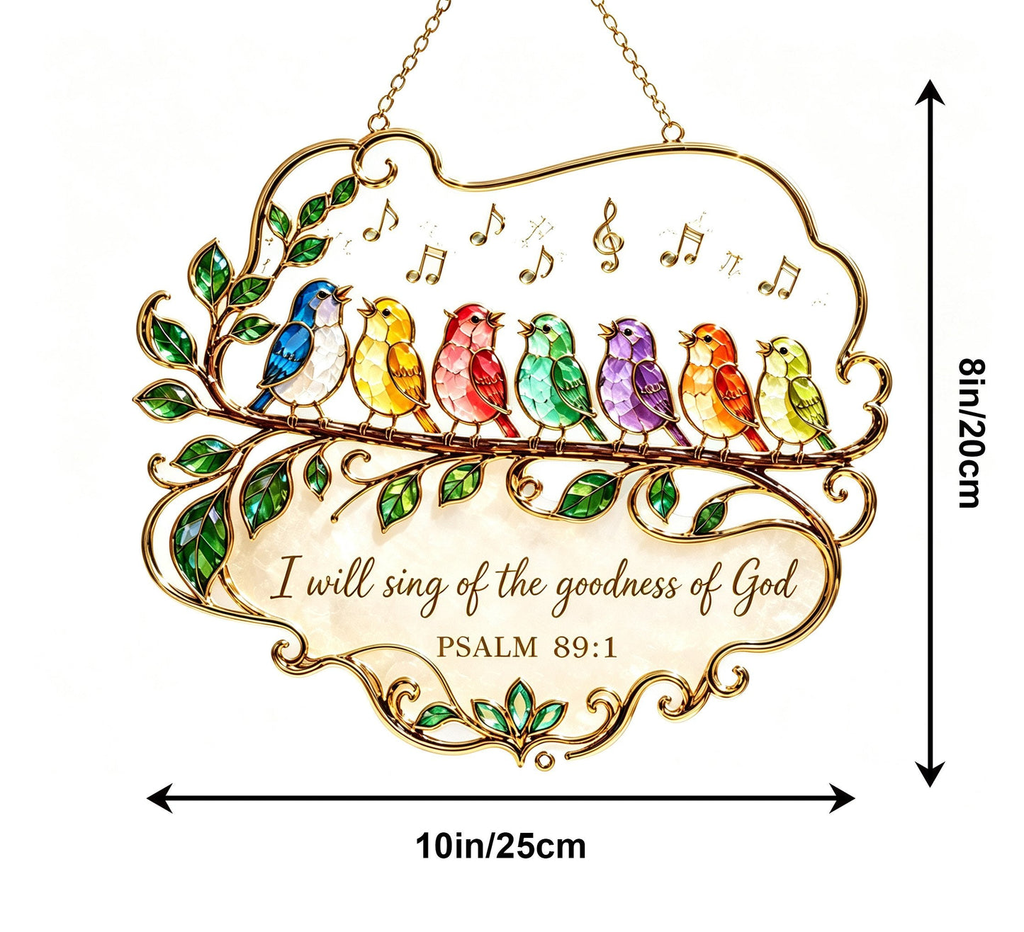 🎵 Psalm 89:1 Songbird Window Suncatcher | Faith Decor with Colorful Birds & Scripture 🕊️✨