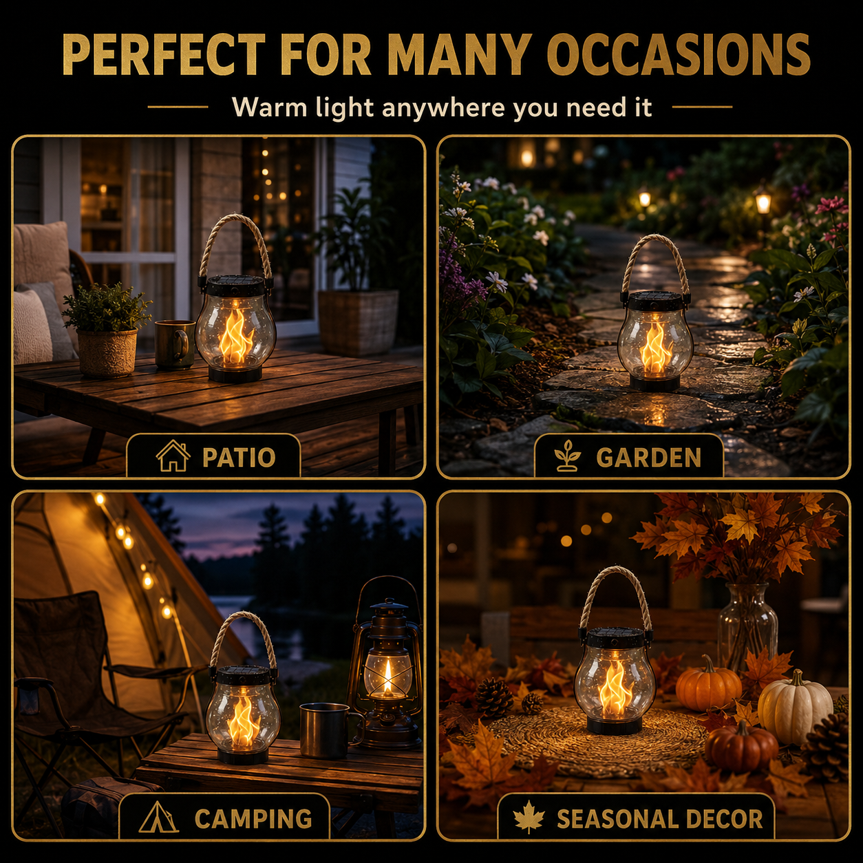 🔥 Get Ready for Cozy Outdoor Nights – Solar Flickering Flame Camp Light 💡✨