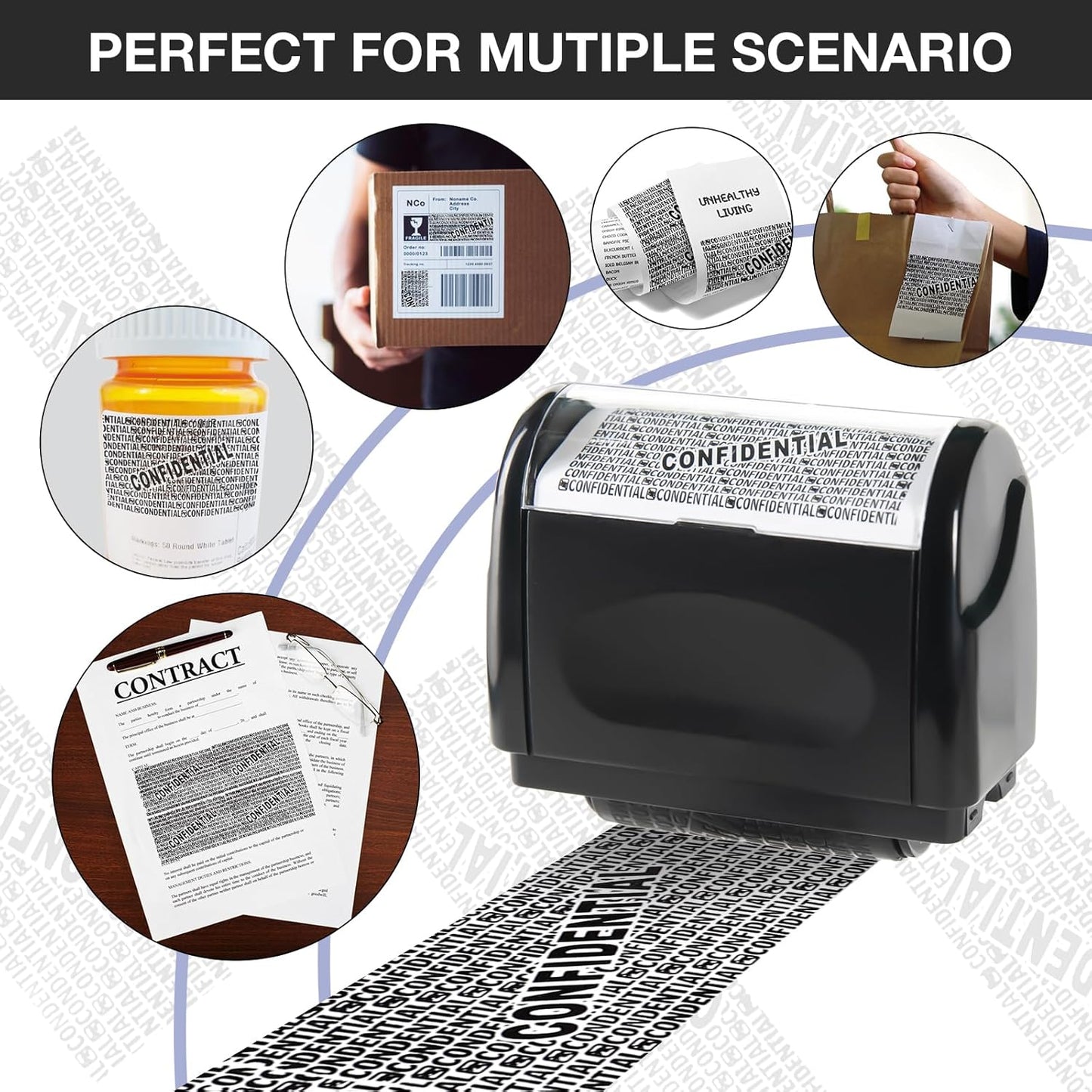 🔥🔥SALE 49% OFF!!-Privacy Protection Security Roller Stamp — Address & Billing Info Blocker, Home & Office Mailing Essentials 100m Long-Lasting Roll