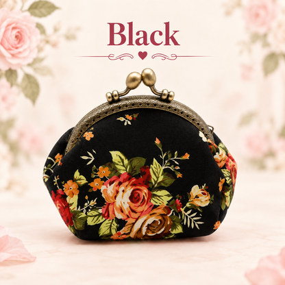 Vintage Floral Kiss-Lock Coin Purse – Compact Pouch for Cards, Coins, Keys & Small Essentials