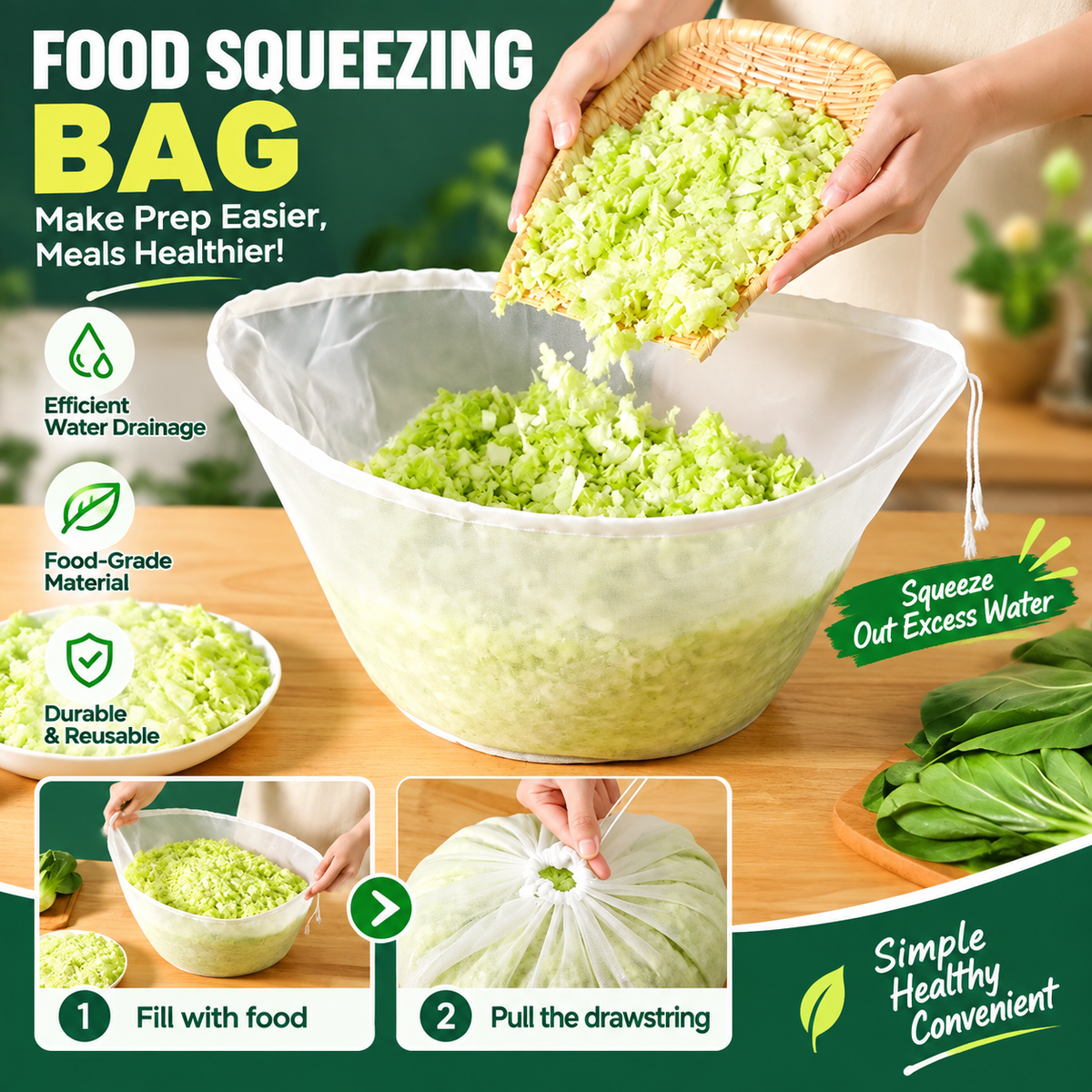 🔥 2026 Hot Sale ✨No-Mess Fine Mesh Nylon Strain Bag🥬