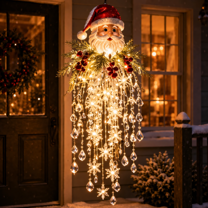 🔥Crystal Cascade Christmas Light– Hanging Snowflake & Crystal LED Porch Décor ✨❄️