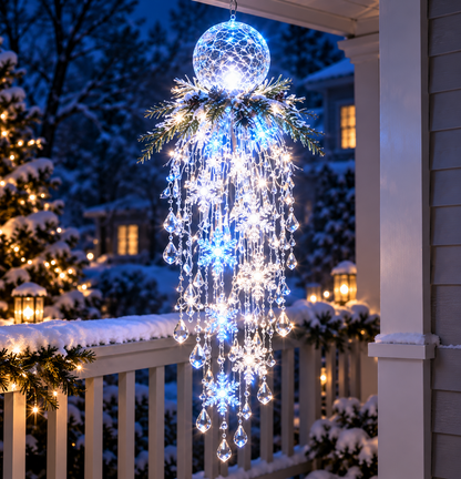 🔥Crystal Cascade Christmas Light– Hanging Snowflake & Crystal LED Porch Décor ✨❄️