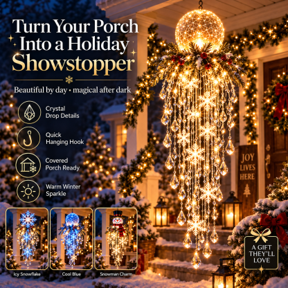 🔥Crystal Cascade Christmas Light– Hanging Snowflake & Crystal LED Porch Décor ✨❄️