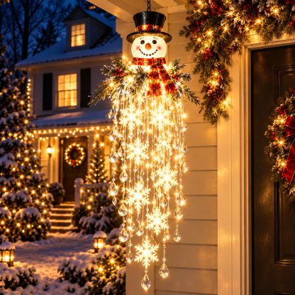 🔥Crystal Cascade Christmas Light– Hanging Snowflake & Crystal LED Porch Décor ✨❄️