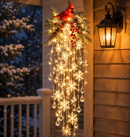 🔥Crystal Cascade Christmas Light– Hanging Snowflake & Crystal LED Porch Décor ✨❄️