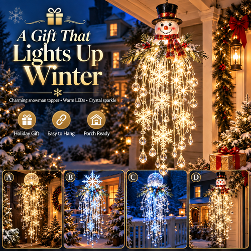 🔥Crystal Cascade Christmas Light– Hanging Snowflake & Crystal LED Porch Décor ✨❄️