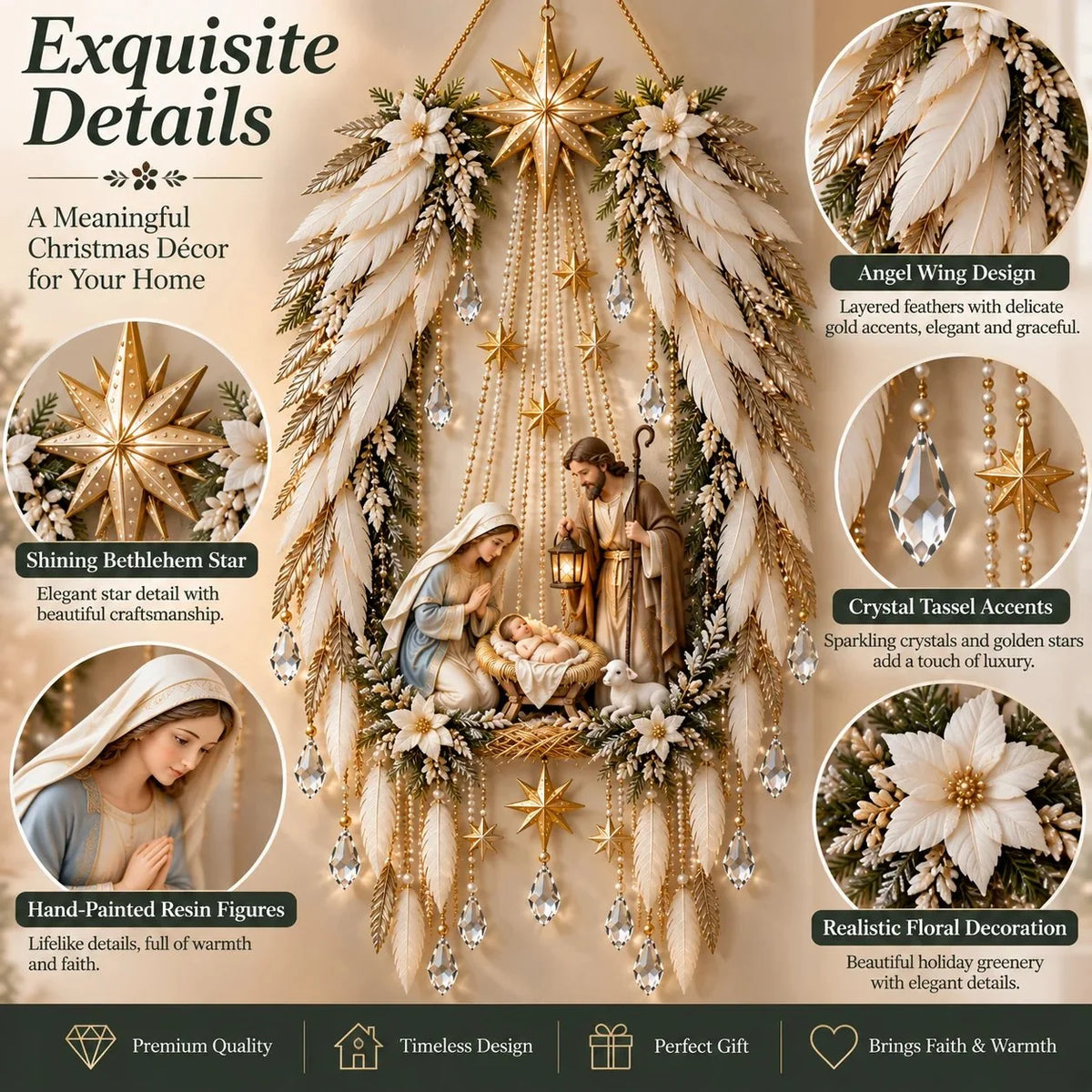 ✨👼 Heavenly Angel Wings Nativity Light✨ – Lighted Christmas Wall Decor  ✈️