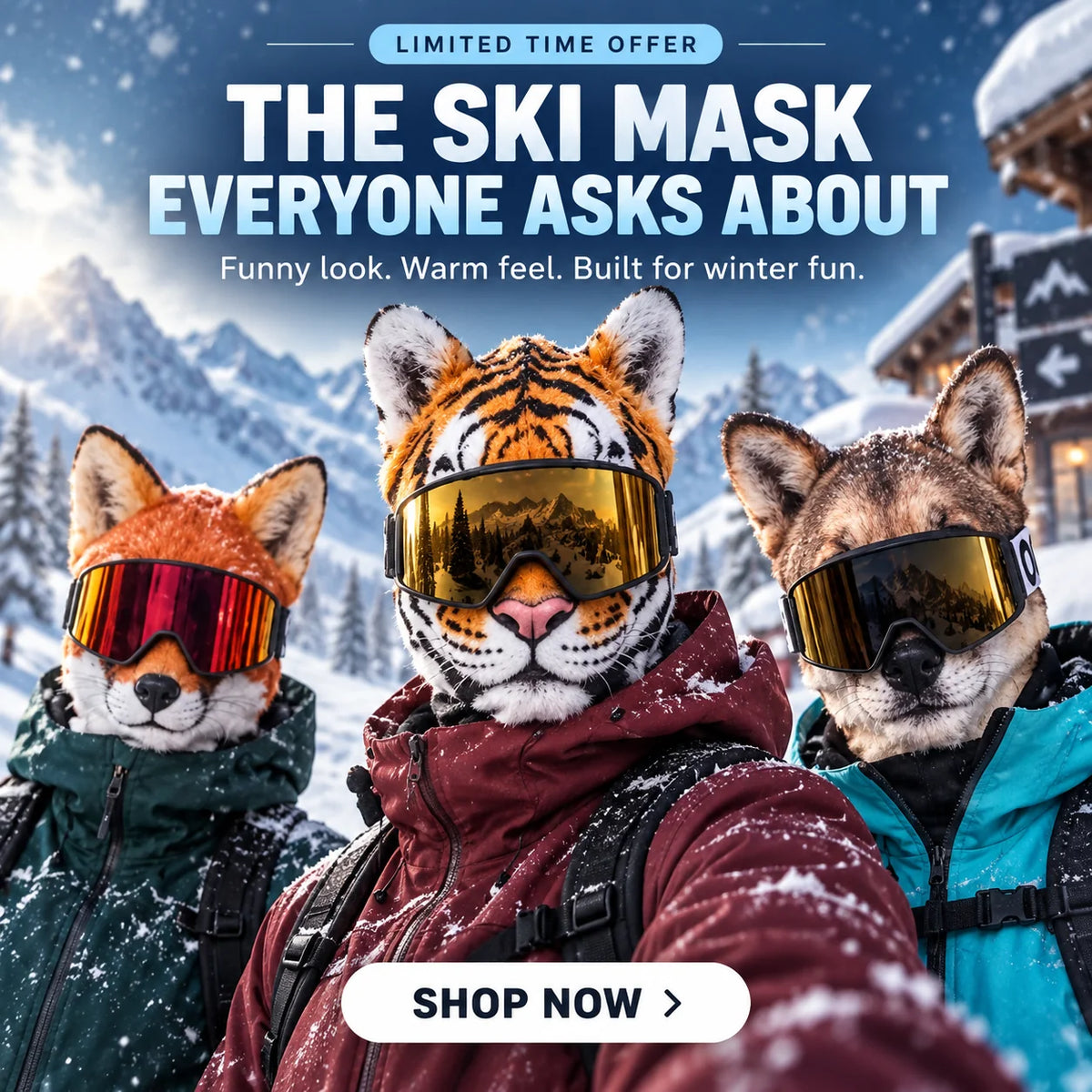 ⏰ Last Day 50% Off 🐱Funny Animal Ski Mask-The Funniest Winter Balaclava✨