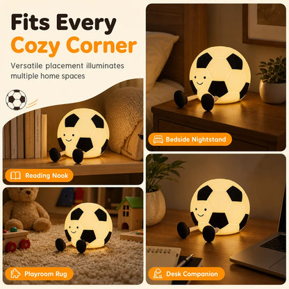 ⏳Limited-time 50% off⏰Rechargeable Soccer Night Lights – Soft Glow, Tap Control, Kid-Safe⚽💡