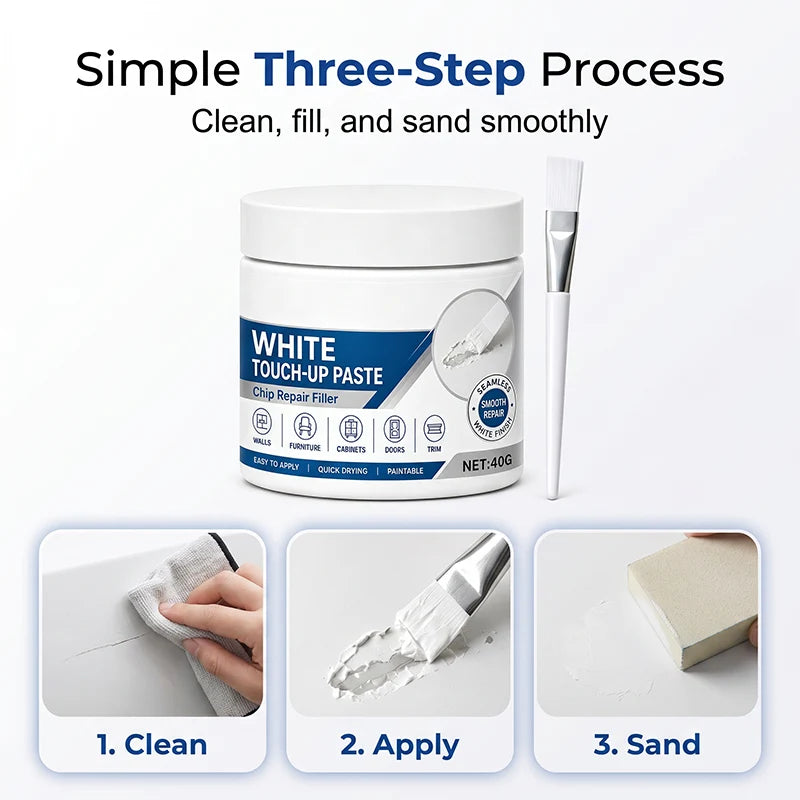 White Furniture Touch-Up Paste with Brush