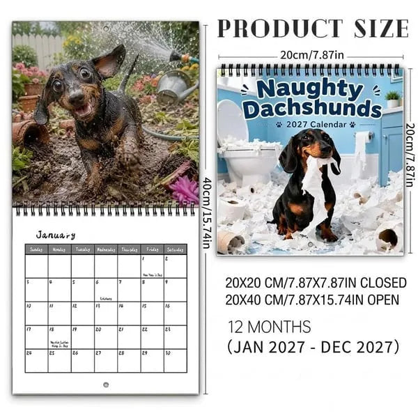 🐶Naughty Dachshunds 2027 Wall Calendar – 12 Months of Mischief, Mayhem & Sausage Dog Smiles