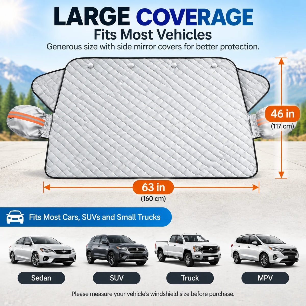 🛡️❄️Sun, Snow & Frost Protector for Cars🚗 Magnetic Windshield Cover – Suitable For SUVs & Trucks