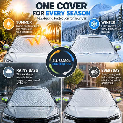 🛡️❄️Sun, Snow & Frost Protector for Cars🚗 Magnetic Windshield Cover – Suitable For SUVs & Trucks