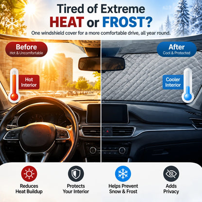 🛡️❄️Sun, Snow & Frost Protector for Cars🚗 Magnetic Windshield Cover – Suitable For SUVs & Trucks