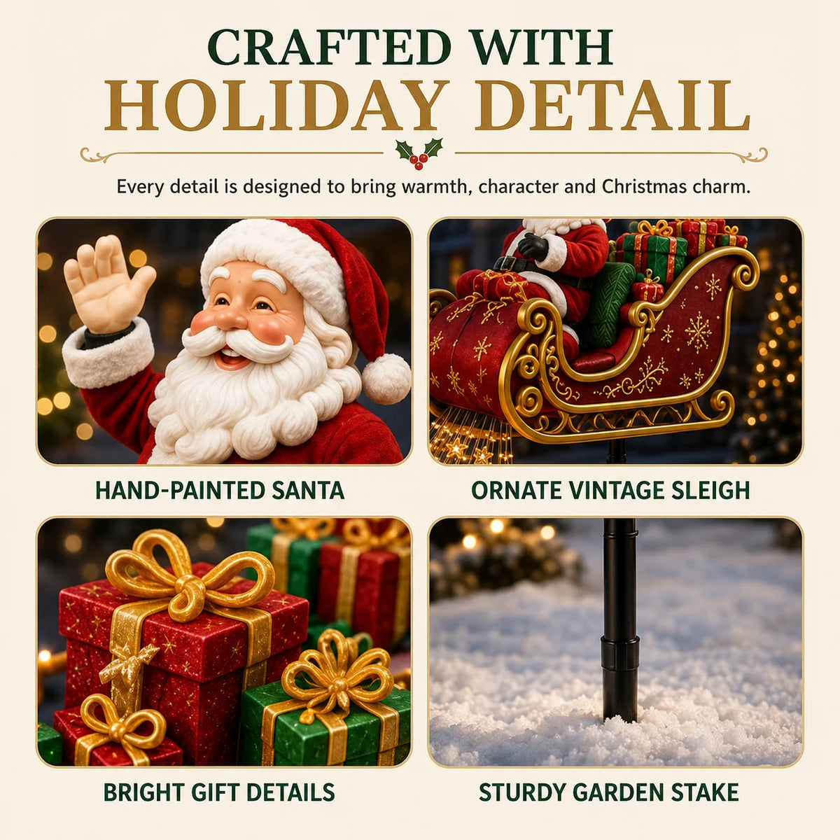 🎅 2026 Solar Santa Sleigh – Magical Christmas Garden Lights