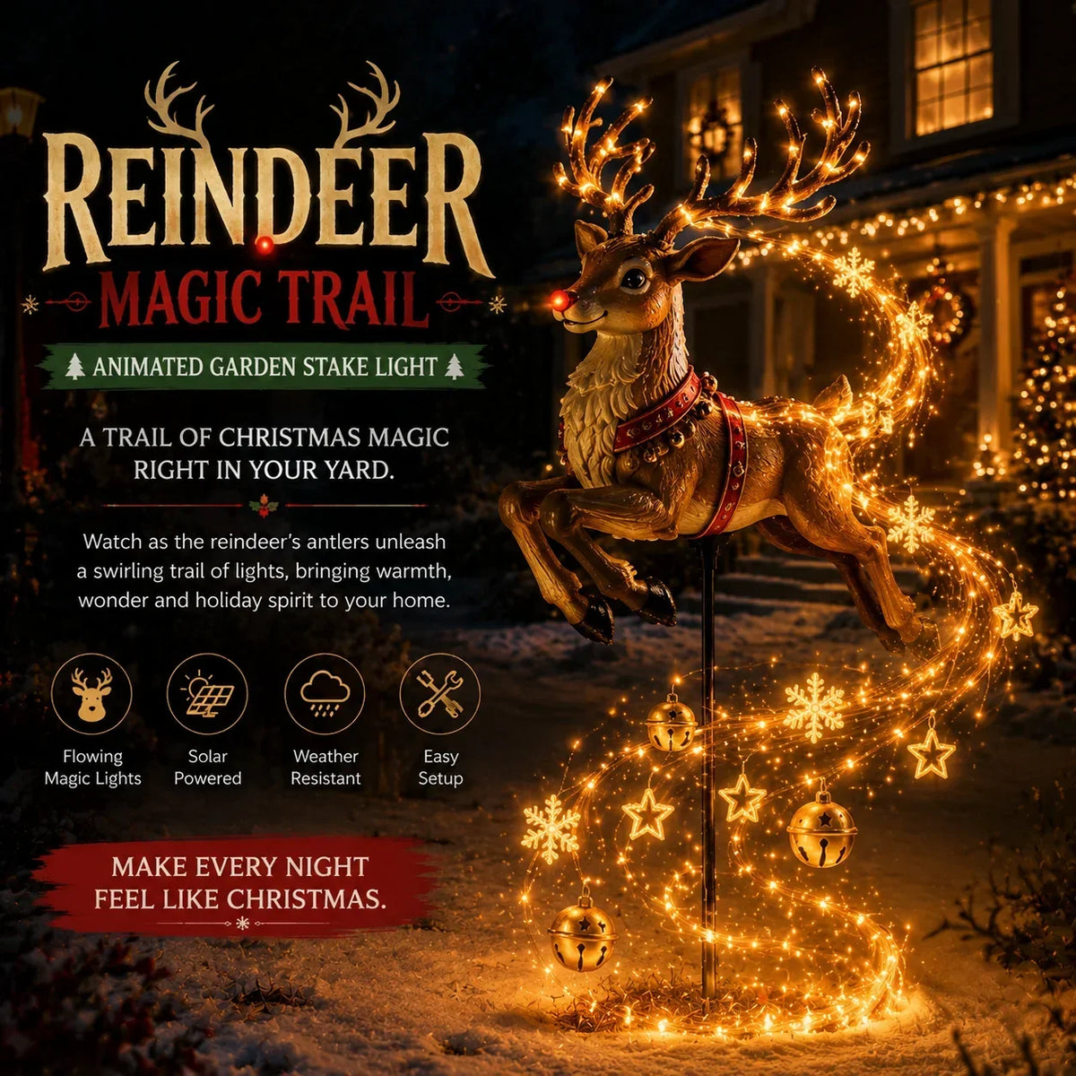 🎅 2026 Solar Santa Sleigh – Magical Christmas Garden Lights
