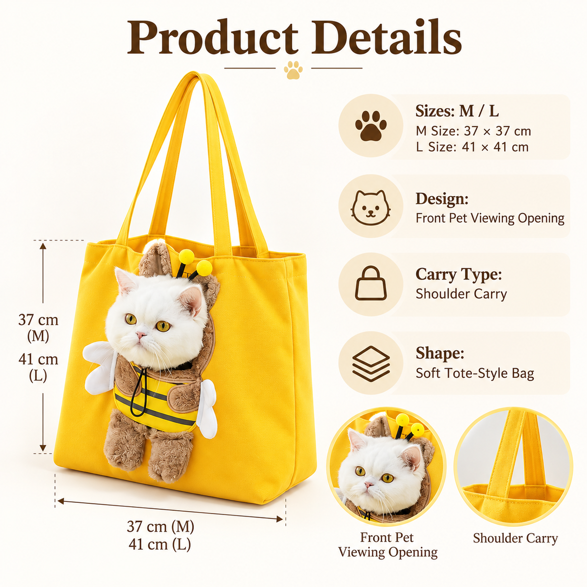 🔥2026 Best-Selling ✨Portable Pet Tote Carrier Bag🐱