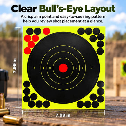 🎯 8" Peel-and-Stick Shooting Targets – 50-Pack Bullseye Stickers