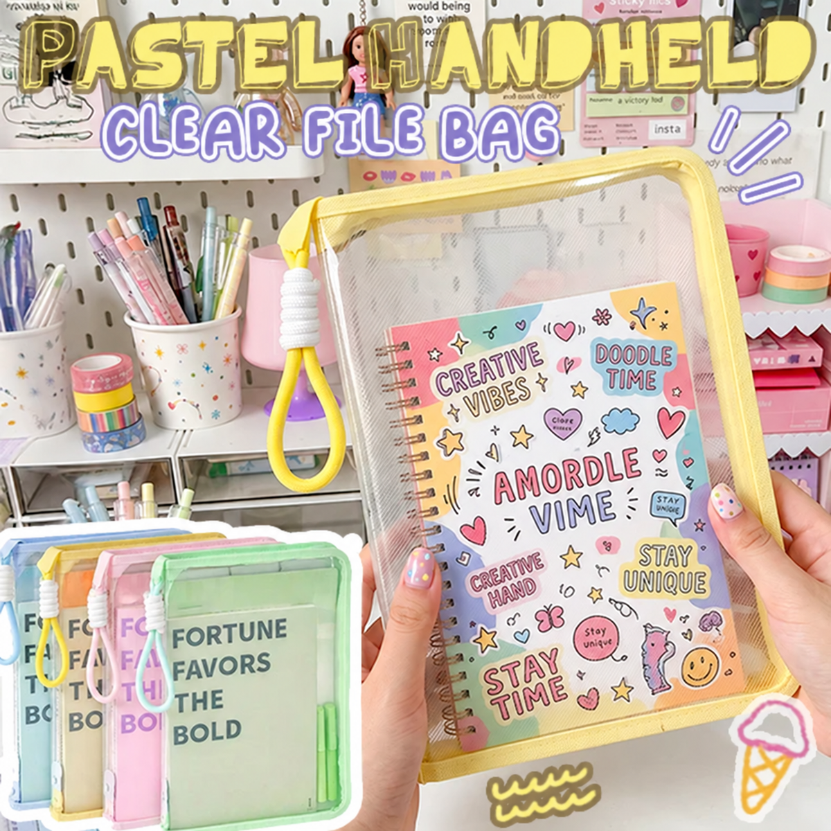 🔥2026 Hot Sale! ✨Pastel A4 Zipper File Organizer Bag📂