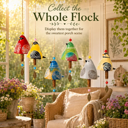 🔥Hot Sale✨60K+ Sold🐦 Hand-Painted Resin Bird Wind Chime, Colorful Folk Art Garden Hanging Decor