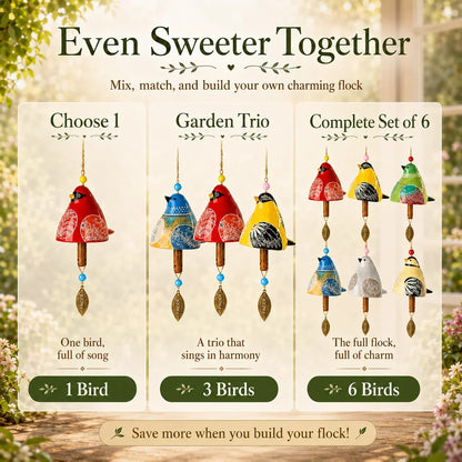 🔥Hot Sale✨60K+ Sold🐦 Hand-Painted Resin Bird Wind Chime, Colorful Folk Art Garden Hanging Decor