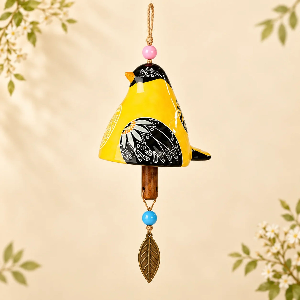 🔥Hot Sale✨60K+ Sold🐦 Hand-Painted Resin Bird Wind Chime, Colorful Folk Art Garden Hanging Decor