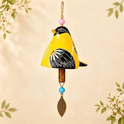 🔥Hot Sale✨60K+ Sold🐦 Hand-Painted Resin Bird Wind Chime, Colorful Folk Art Garden Hanging Decor