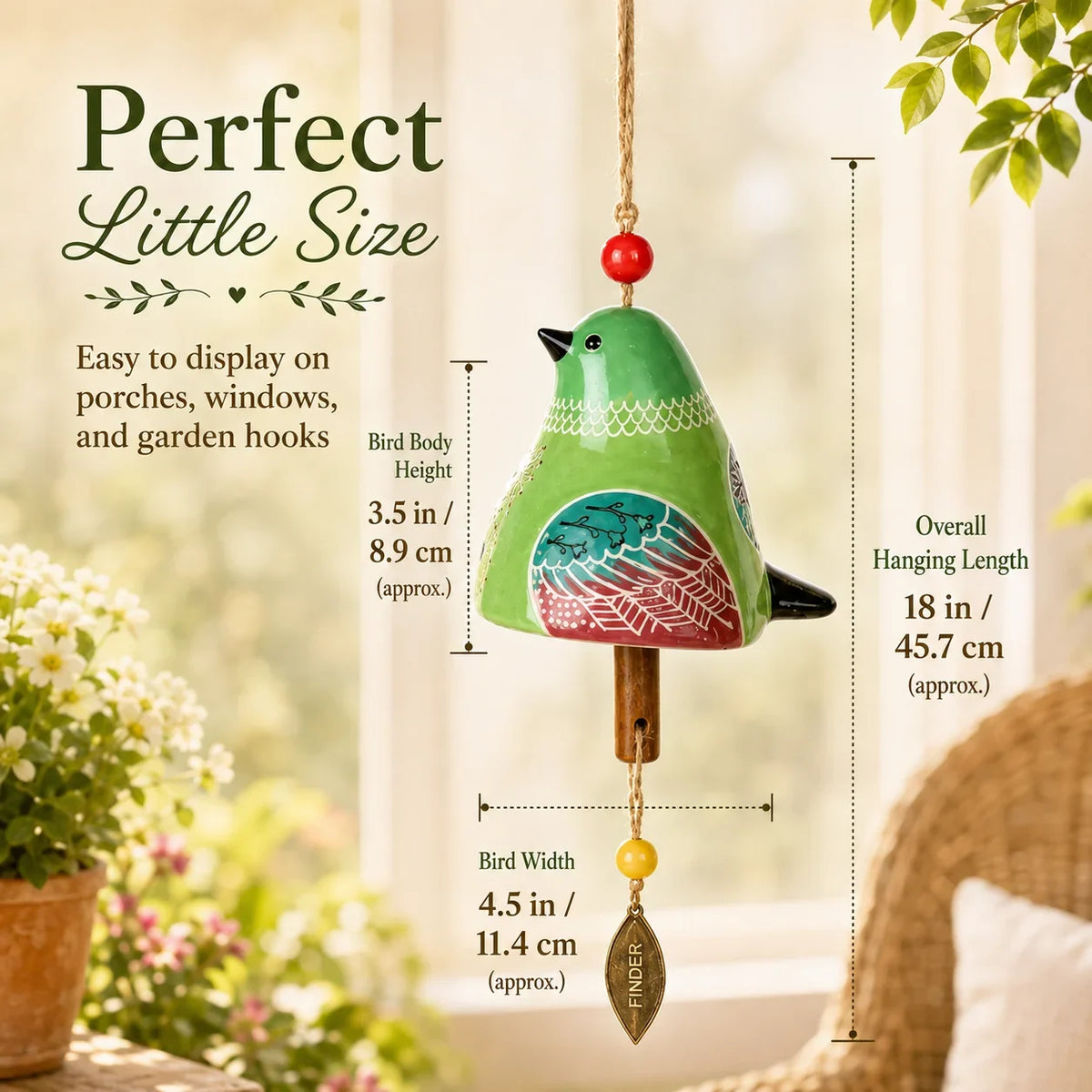 🔥Hot Sale✨60K+ Sold🐦 Hand-Painted Resin Bird Wind Chime, Colorful Folk Art Garden Hanging Decor
