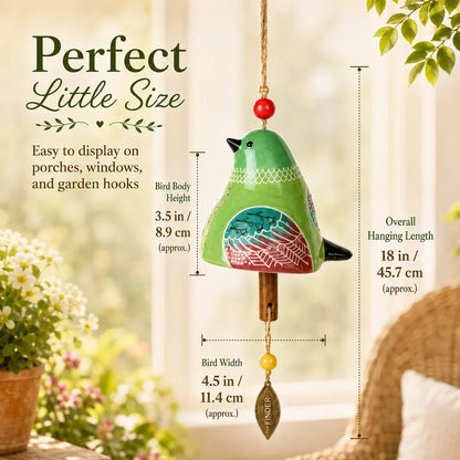🔥Hot Sale✨60K+ Sold🐦 Hand-Painted Resin Bird Wind Chime, Colorful Folk Art Garden Hanging Decor