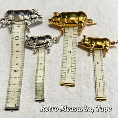 📏Antique-Inspired Pig Mini Tape Measure