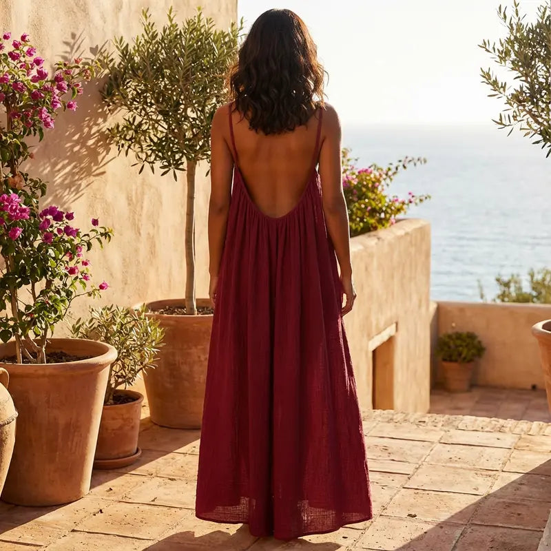 💃LAST DAY SAEL 40% OFF!!✨Women's Solid Color Cami Lounge Dress💕
