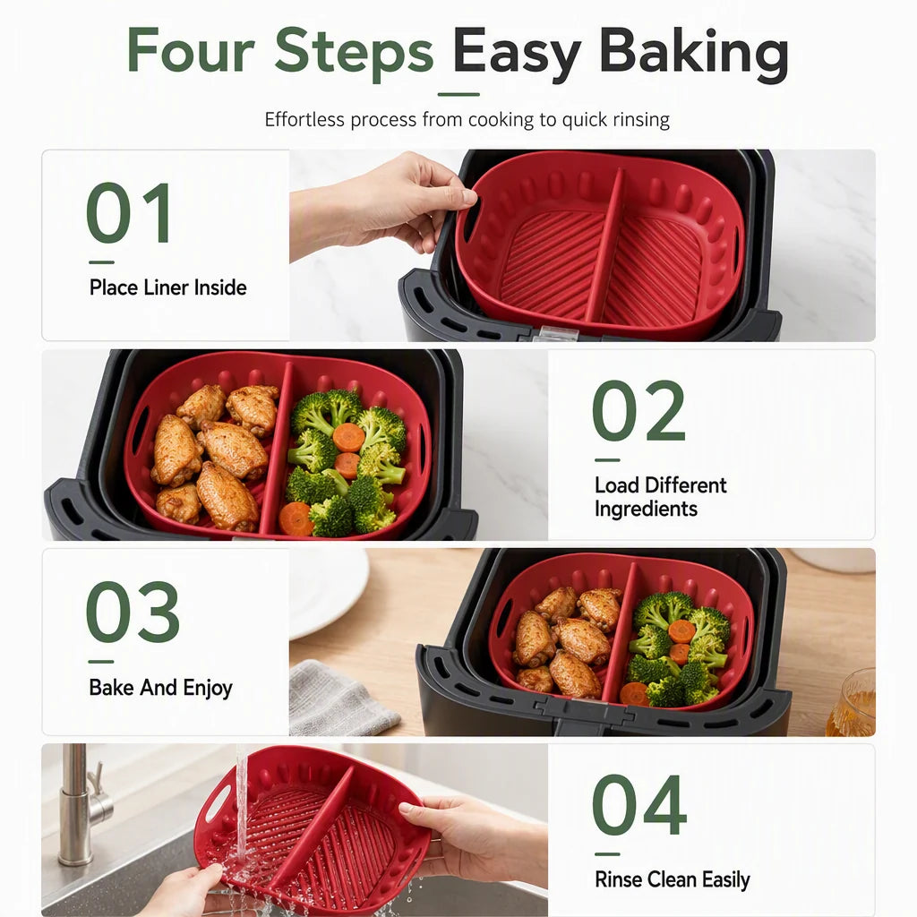 Reusable Divided Air Fryer Silicone Liner