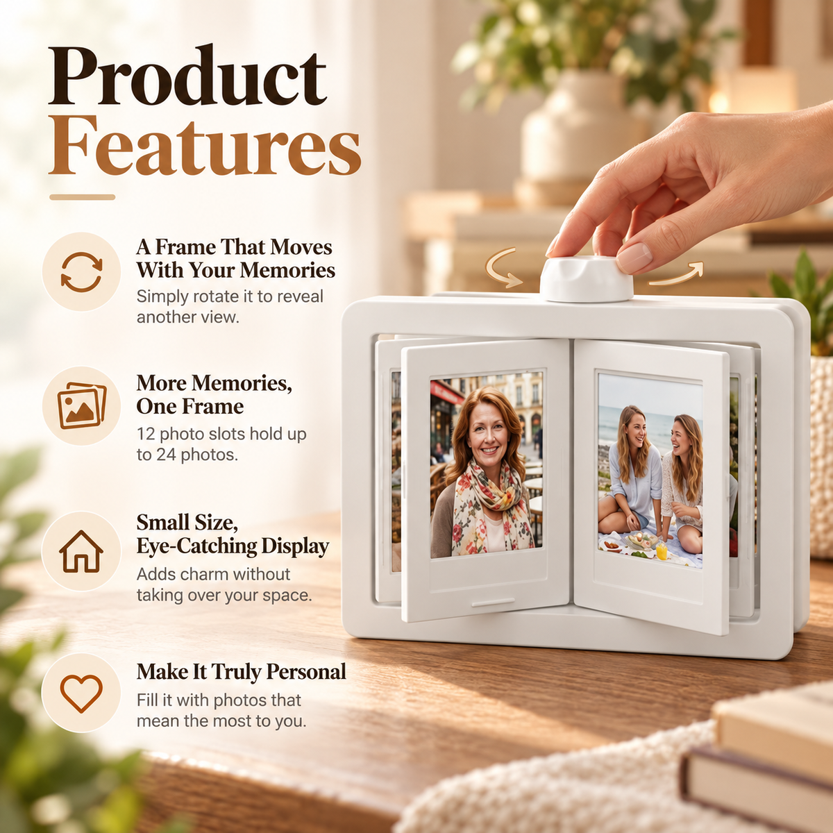 🏡The Memories We Never Forget – ✨Rotating Meaningful Photo Frame 🖼️