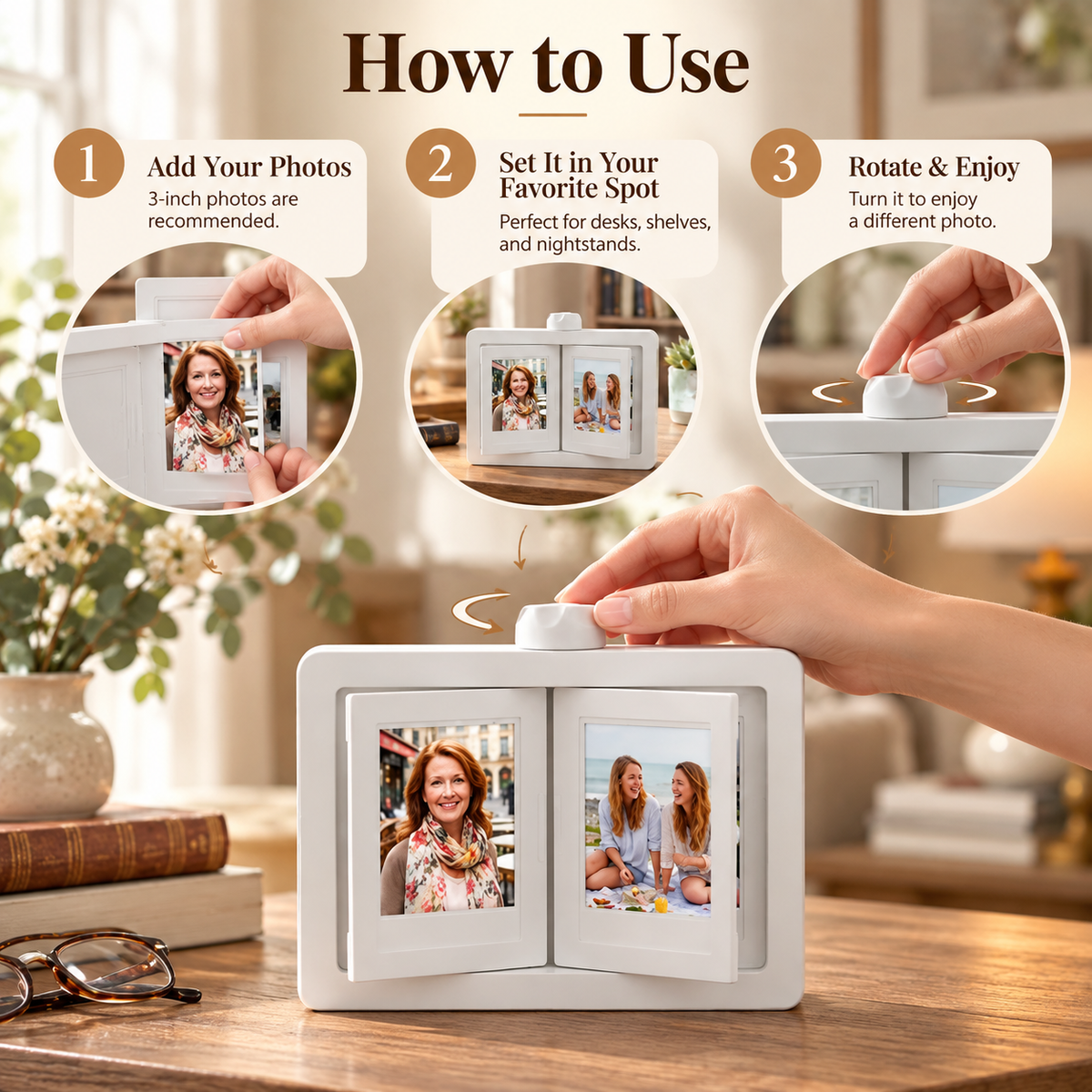 🏡The Memories We Never Forget – ✨Rotating Meaningful Photo Frame 🖼️