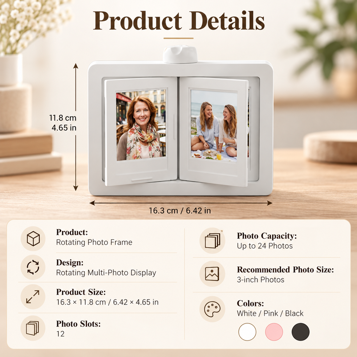 🏡The Memories We Never Forget – ✨Rotating Meaningful Photo Frame 🖼️