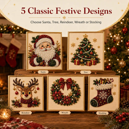 🧘Relaxing & Beginner-Friendly - 🎨💎DIY Christmas Pearl Diamond Painting Art Kit With Frame